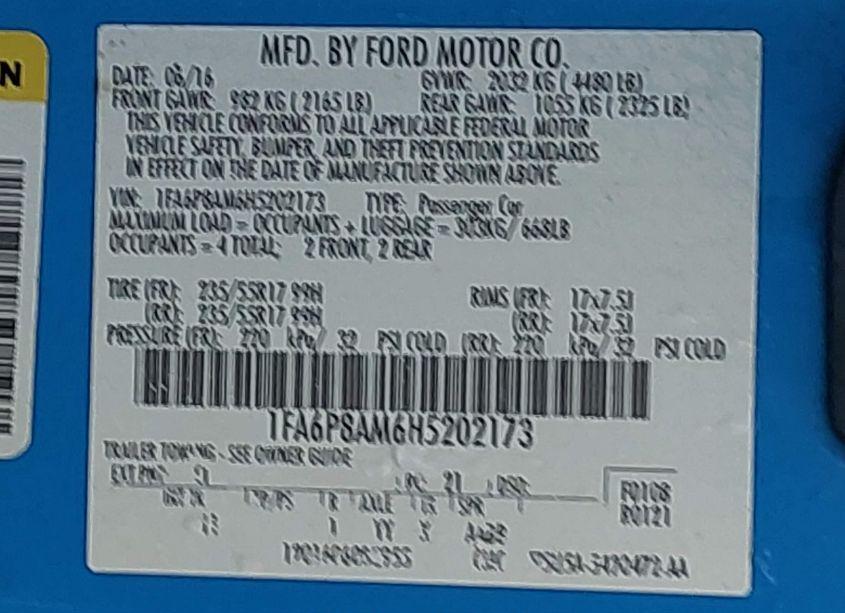 Photo 9 of 2017 Ford Mustang V6 (VIN 1FA6P8AM6H5202173)