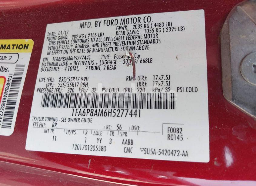 Photo 9 of 2017 Ford Mustang V6 (VIN 1FA6P8AM6H5277441)