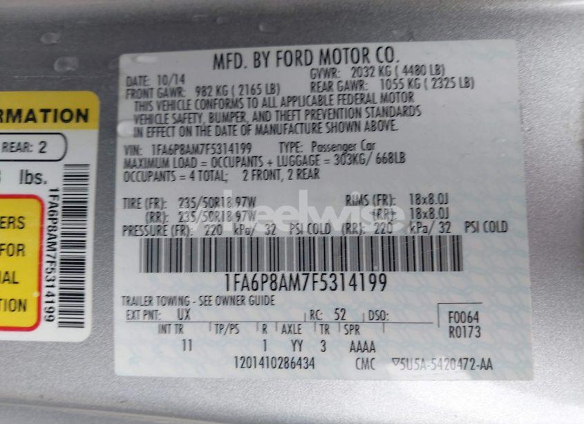 Photo 9 of 2015 Ford Mustang V6 (VIN 1FA6P8AM7F5314199)