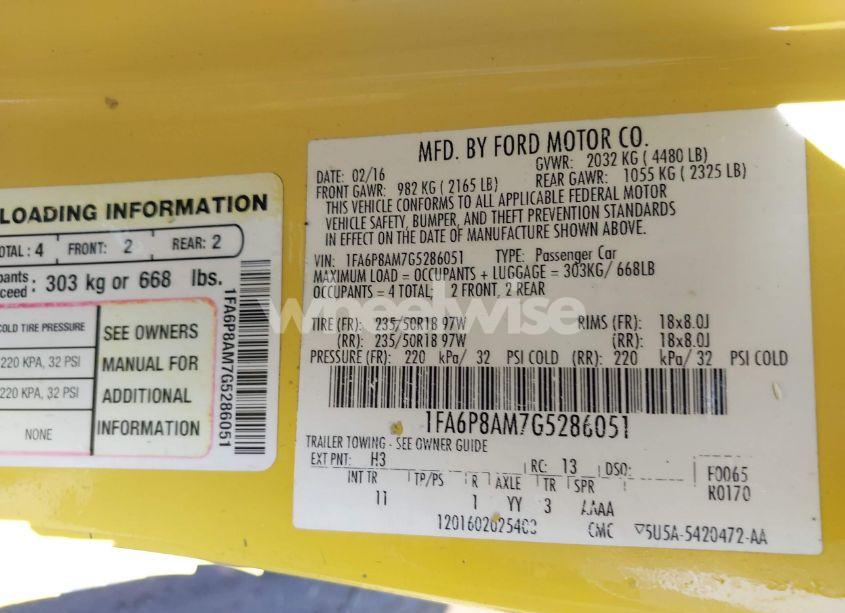 Photo 9 of 2016 Ford Mustang V6 (VIN 1FA6P8AM7G5286051)