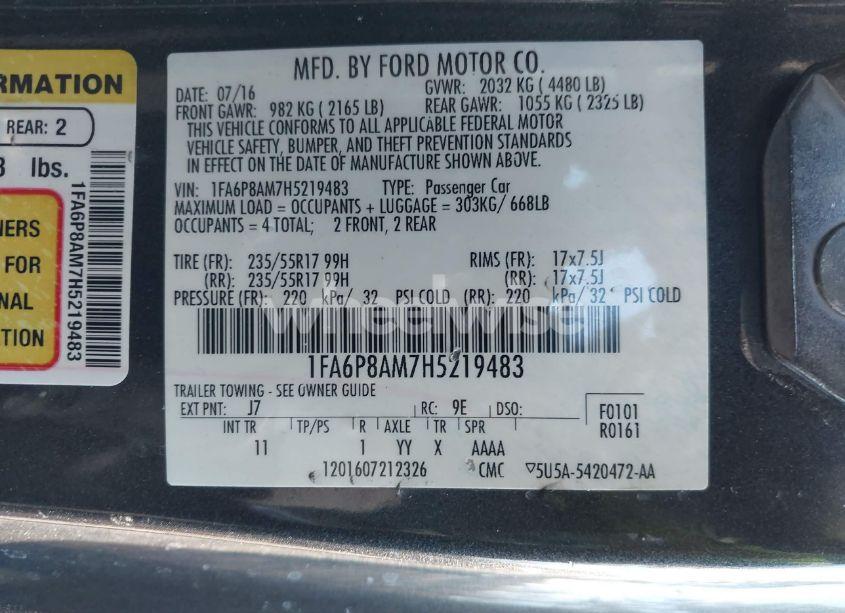 Photo 9 of 2017 Ford Mustang V6 (VIN 1FA6P8AM7H5219483)