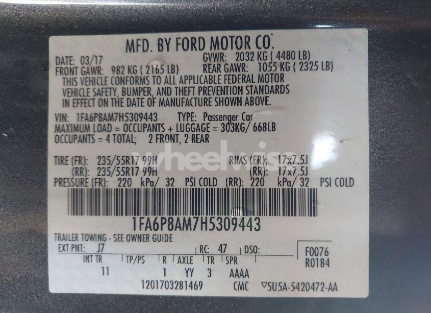 Photo 9 of 2017 Ford Mustang V6 (VIN 1FA6P8AM7H5309443)