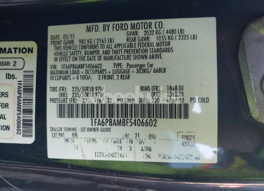 Photo 9 of 2015 Ford Mustang V6 (VIN 1FA6P8AM8F5406602)