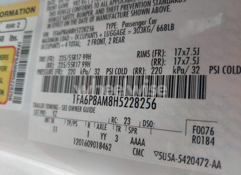 Photo 9 of 2017 Ford Mustang V6 (VIN 1FA6P8AM8H5228256)