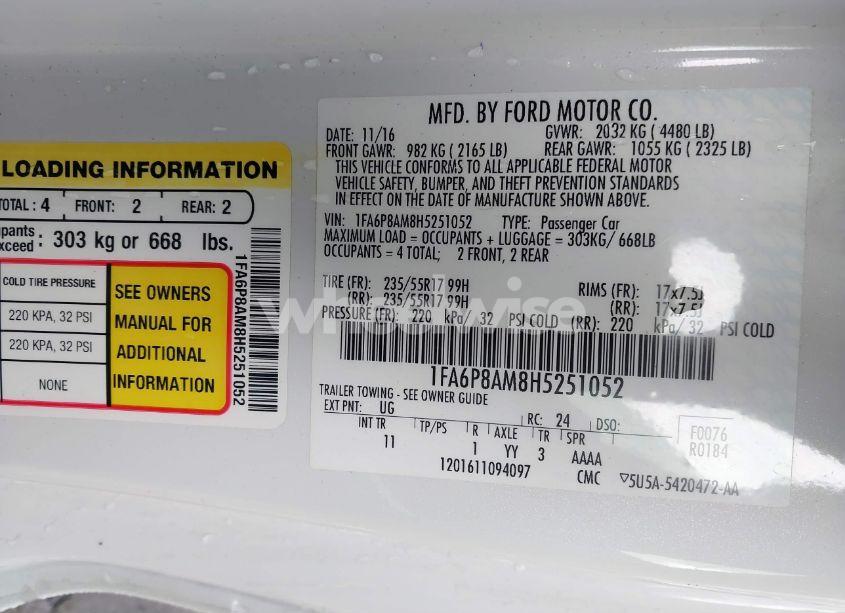 Photo 9 of 2017 Ford Mustang V6 (VIN 1FA6P8AM8H5251052)