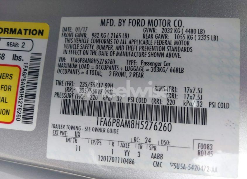 Photo 9 of 2017 Ford Mustang V6 (VIN 1FA6P8AM8H5276260)