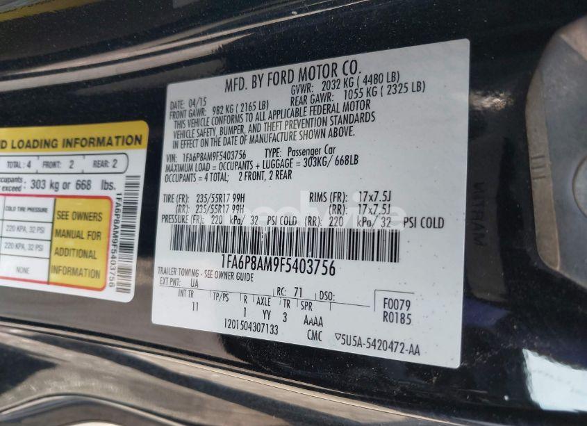 Photo 9 of 2015 Ford Mustang V6 (VIN 1FA6P8AM9F5403756)