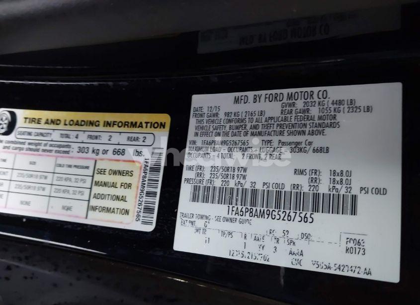 Photo 9 of 2016 Ford Mustang V6 (VIN 1FA6P8AM9G5267565)