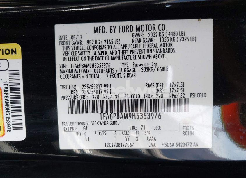 Photo 9 of 2017 Ford Mustang V6 (VIN 1FA6P8AM9H5353976)