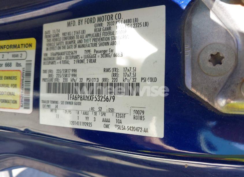 Photo 9 of 2015 Ford Mustang V6 (VIN 1FA6P8AMXF5325679)