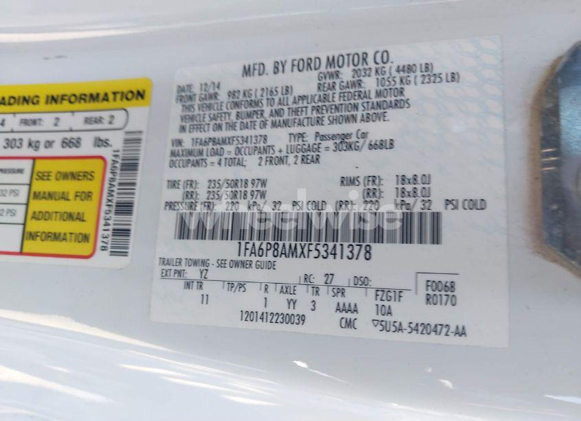 Photo 9 of 2015 Ford Mustang V6 (VIN 1FA6P8AMXF5341378)