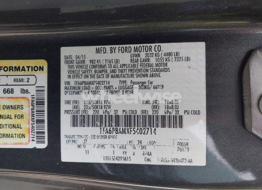 Photo 9 of 2015 Ford Mustang V6 (VIN 1FA6P8AMXF5402714)