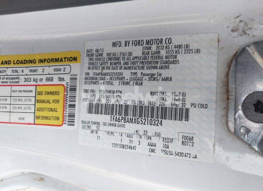 Photo 9 of 2016 Ford Mustang V6 (VIN 1FA6P8AMXG5210324)