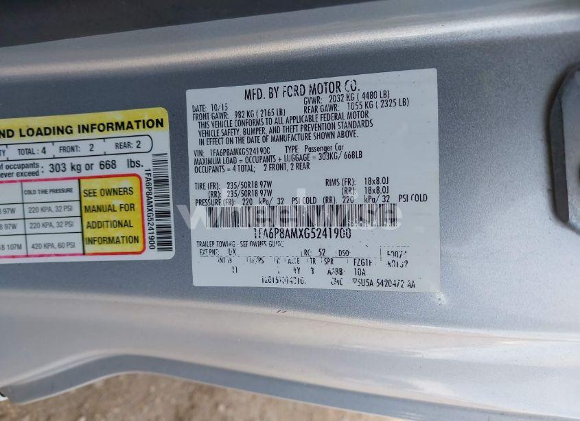 Photo 9 of 2016 Ford Mustang V6 (VIN 1FA6P8AMXG5241900)