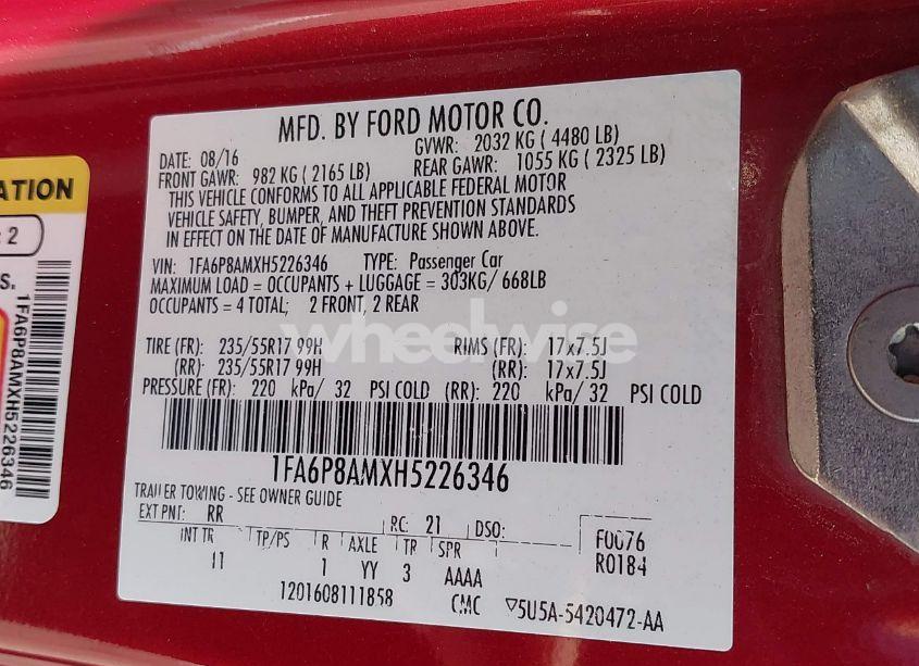 Photo 9 of 2017 Ford Mustang V6 (VIN 1FA6P8AMXH5226346)