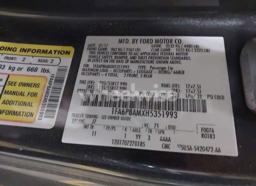 Photo 9 of 2017 Ford Mustang V6 (VIN 1FA6P8AMXH5351993)