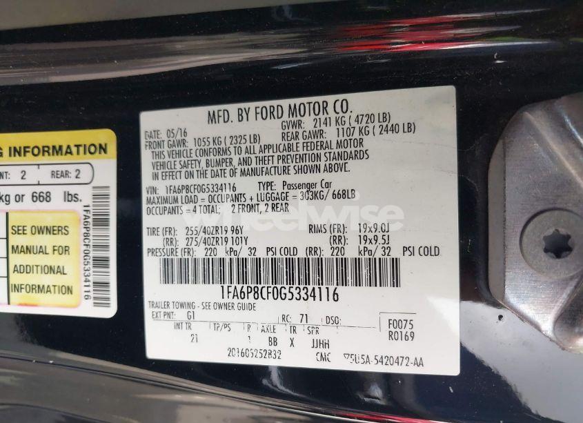 Photo 9 of 2016 Ford Mustang GT (VIN 1FA6P8CF0G5334116)