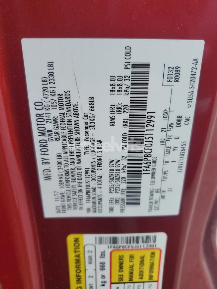 Photo 13 of 2018 FORD MUSTANG GT (VIN 1FA6P8CF0J5112991)