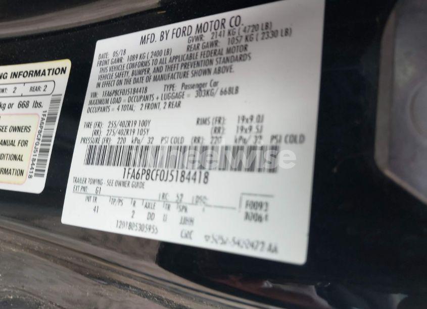 Photo 9 of 2018 Ford Mustang GT PREMIUM (VIN 1FA6P8CF0J5184418)