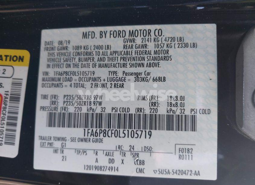 Photo 9 of 2020 Ford Mustang GT FASTBACK (VIN 1FA6P8CF0L5105719)