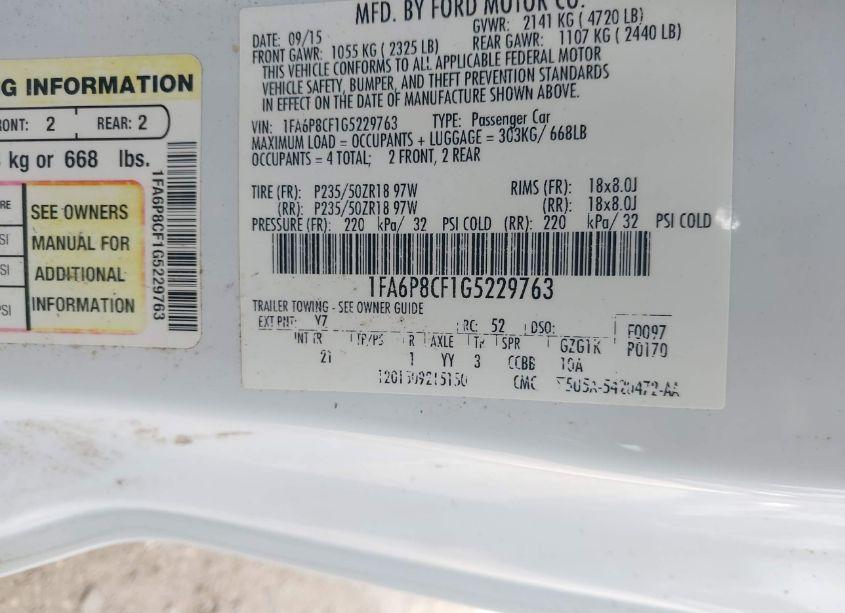 Photo 9 of 2016 Ford Mustang GT (VIN 1FA6P8CF1G5229763)