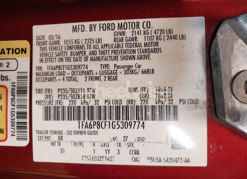 Photo 9 of 2016 Ford Mustang GT (VIN 1FA6P8CF1G5309774)