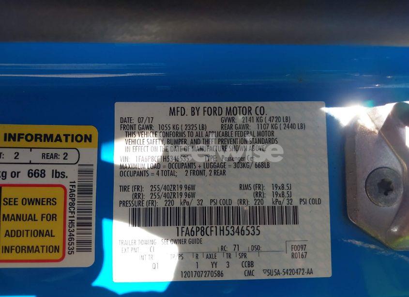 Photo 9 of 2017 Ford Mustang GT (VIN 1FA6P8CF1H5346535)