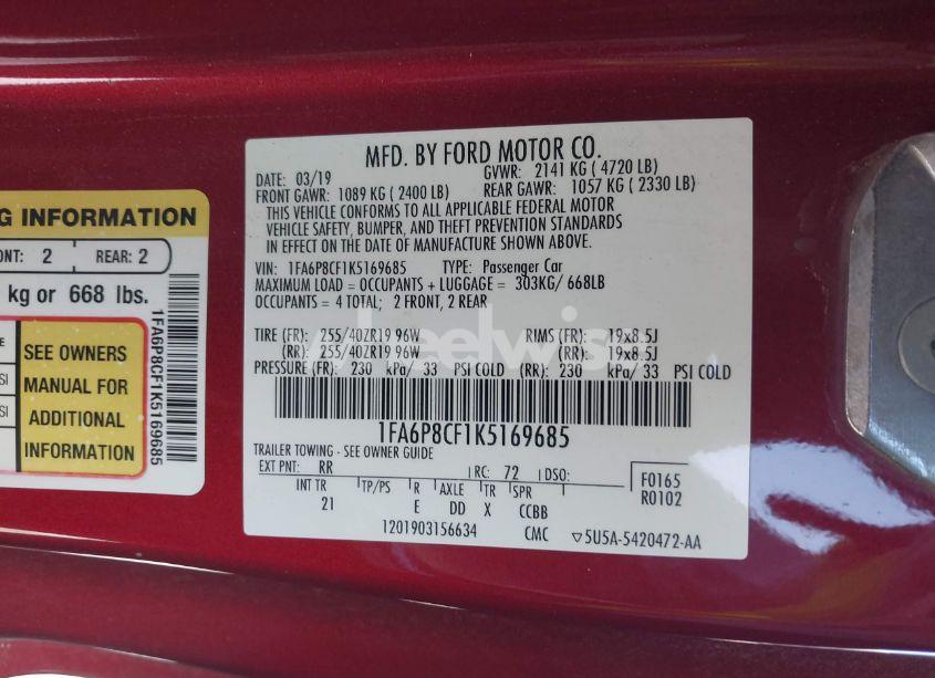 Photo 9 of 2019 Ford Mustang GT (VIN 1FA6P8CF1K5169685)