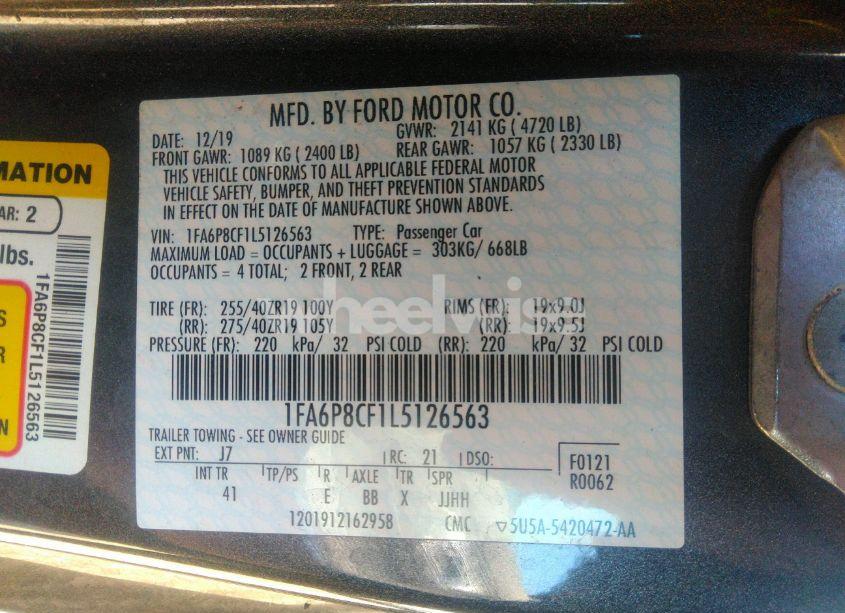 Photo 9 of 2020 Ford Mustang GT PREMIUM FASTBACK (VIN 1FA6P8CF1L5126563)