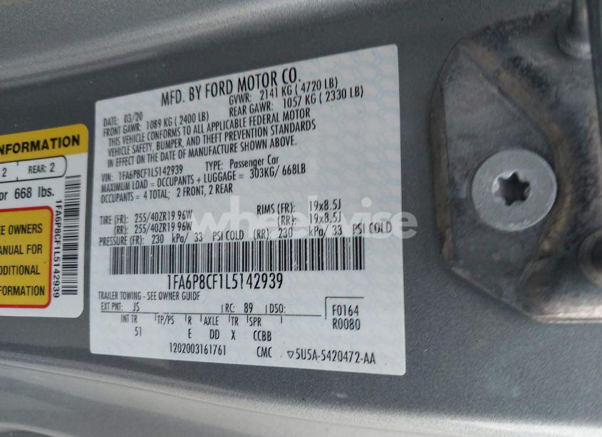 Photo 9 of 2020 Ford Mustang GT PREMIUM FASTBACK (VIN 1FA6P8CF1L5142939)