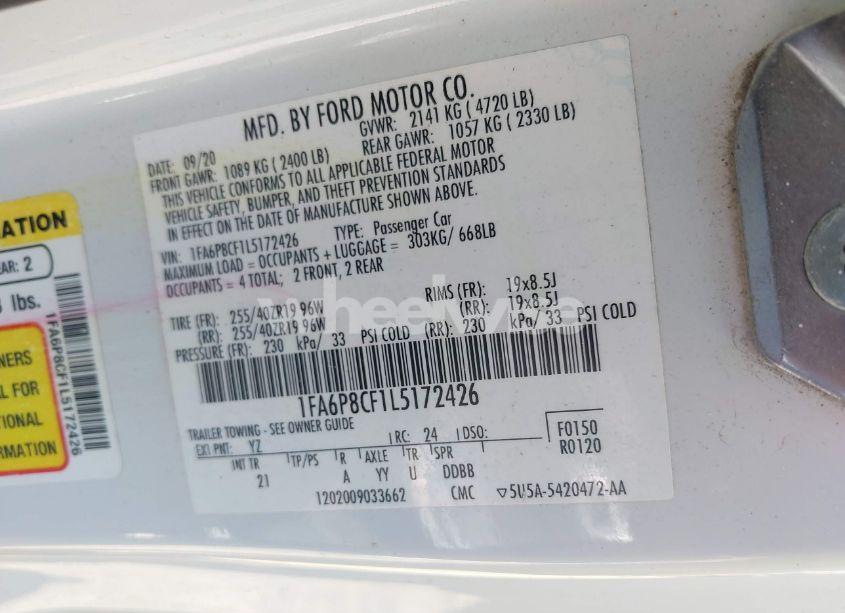 Photo 9 of 2020 Ford Mustang GT FASTBACK (VIN 1FA6P8CF1L5172426)