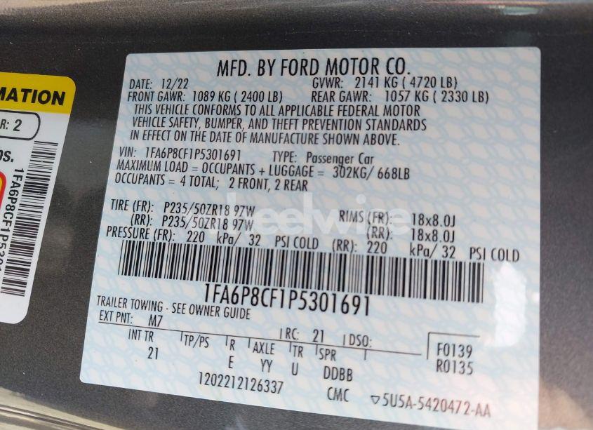 Photo 9 of 2023 Ford Mustang GT FASTBACK (VIN 1FA6P8CF1P5301691)