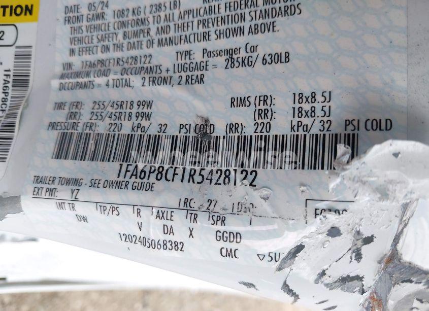 Photo 9 of 2024 Ford Mustang GT FASTBACK (VIN 1FA6P8CF1R5428122)