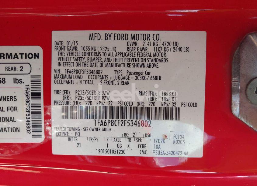 Photo 9 of 2015 Ford Mustang GT (VIN 1FA6P8CF2F5346802)