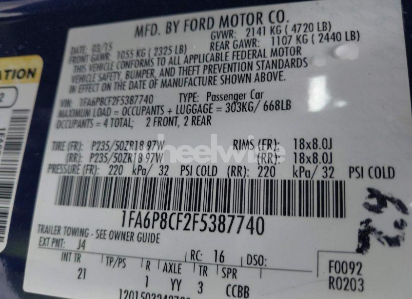 Photo 9 of 2015 Ford Mustang GT (VIN 1FA6P8CF2F5387740)