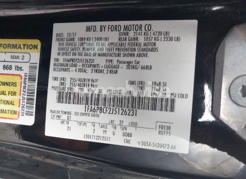 Photo 9 of 2018 Ford Mustang GT (VIN 1FA6P8CF2J5126231)