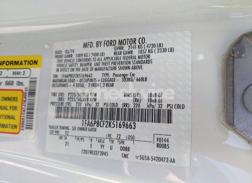 Photo 9 of 2019 Ford Mustang GT (VIN 1FA6P8CF2K5169663)