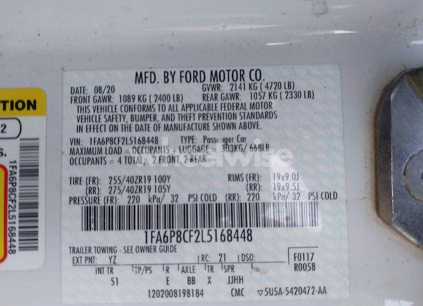 Photo 9 of 2020 Ford Mustang GT PREMIUM (VIN 1FA6P8CF2L5168448)