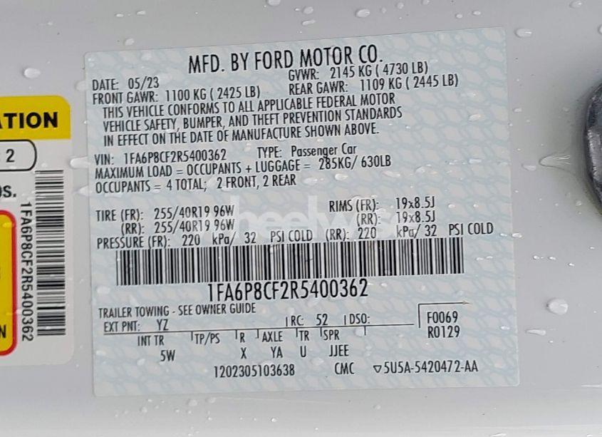 Photo 9 of 2024 Ford Mustang GT PREMIUM FASTBACK (VIN 1FA6P8CF2R5400362)