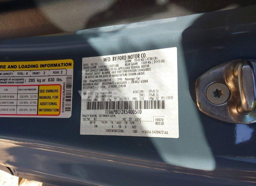 Photo 9 of 2024 Ford Mustang GT PREMIUM FASTBACK (VIN 1FA6P8CF2R5400510)