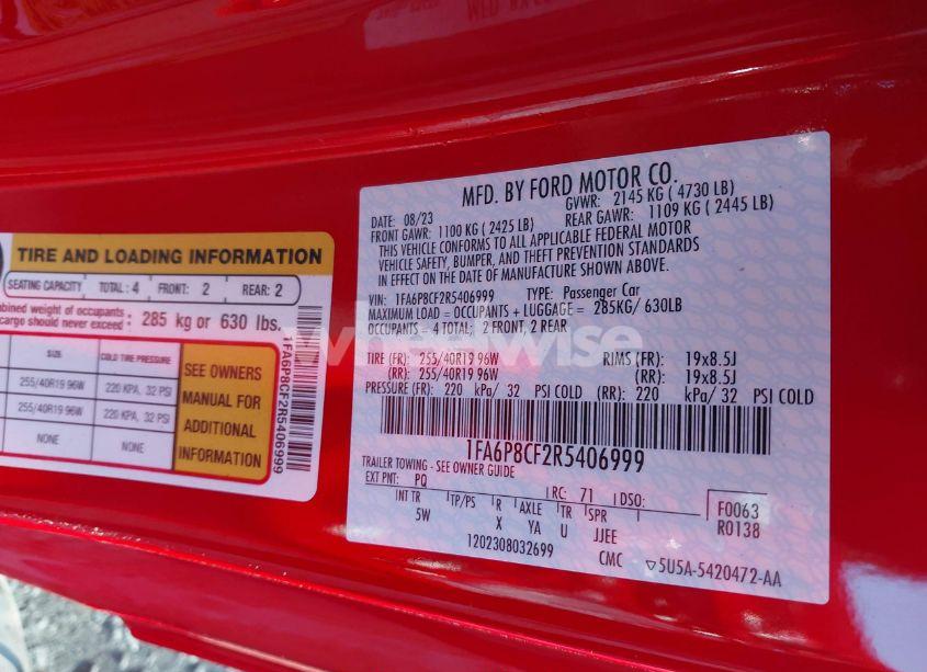 Photo 9 of 2024 Ford Mustang GT PREMIUM FASTBACK (VIN 1FA6P8CF2R5406999)