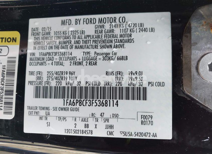 Photo 9 of 2015 Ford Mustang GT PREMIUM (VIN 1FA6P8CF3F5368114)