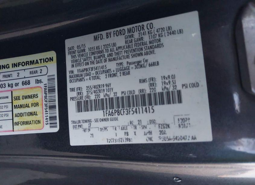 Photo 9 of 2015 Ford Mustang GT (VIN 1FA6P8CF3F5411415)