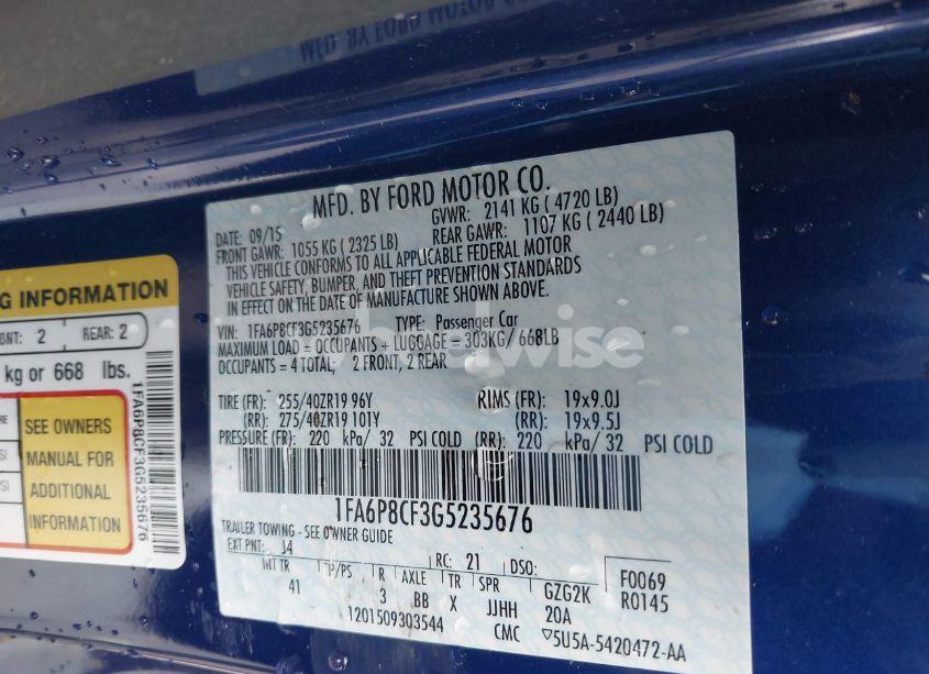 Photo 9 of 2016 Ford Mustang GT PREMIUM (VIN 1FA6P8CF3G5235676)