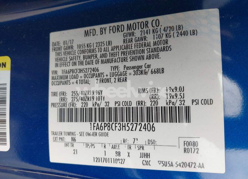 Photo 9 of 2017 Ford Mustang GT (VIN 1FA6P8CF3H5272406)