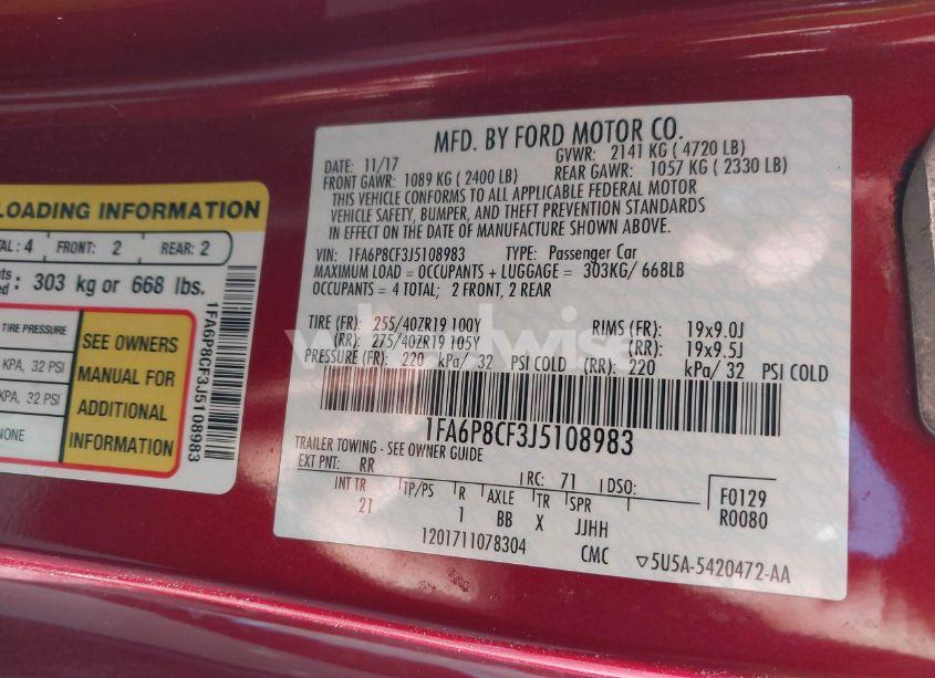 Photo 9 of 2018 Ford Mustang GT (VIN 1FA6P8CF3J5108983)