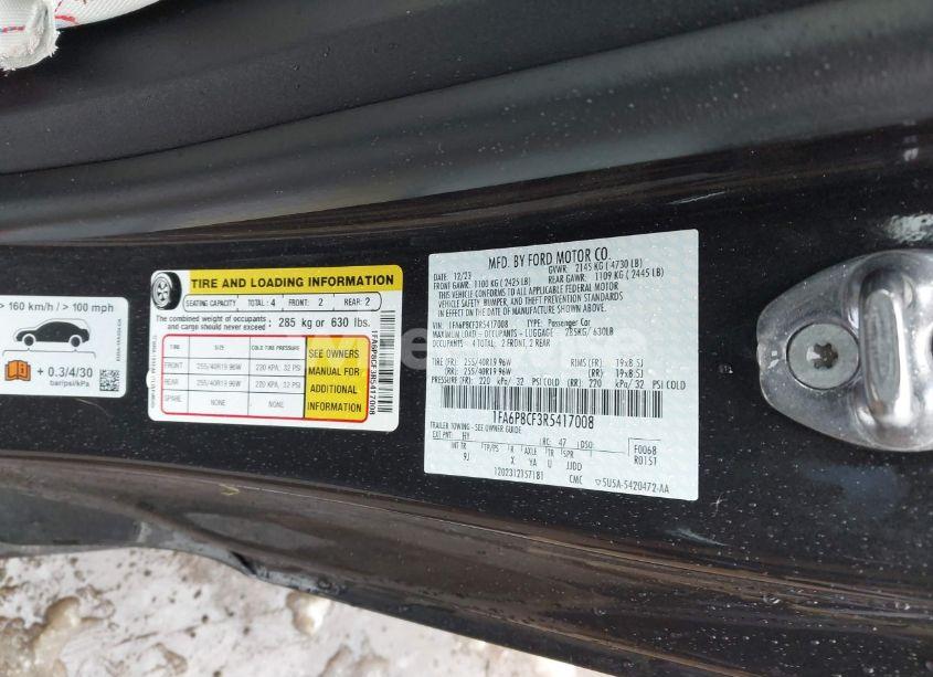 Photo 9 of 2024 Ford Mustang GT PREMIUM FASTBACK (VIN 1FA6P8CF3R5417008)