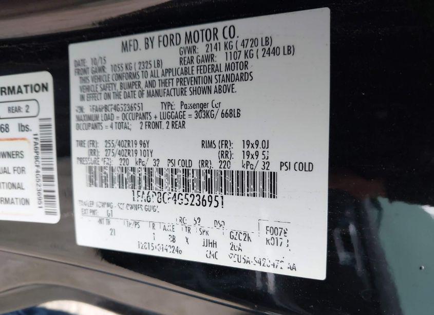 Photo 9 of 2016 Ford Mustang GT (VIN 1FA6P8CF4G5236951)