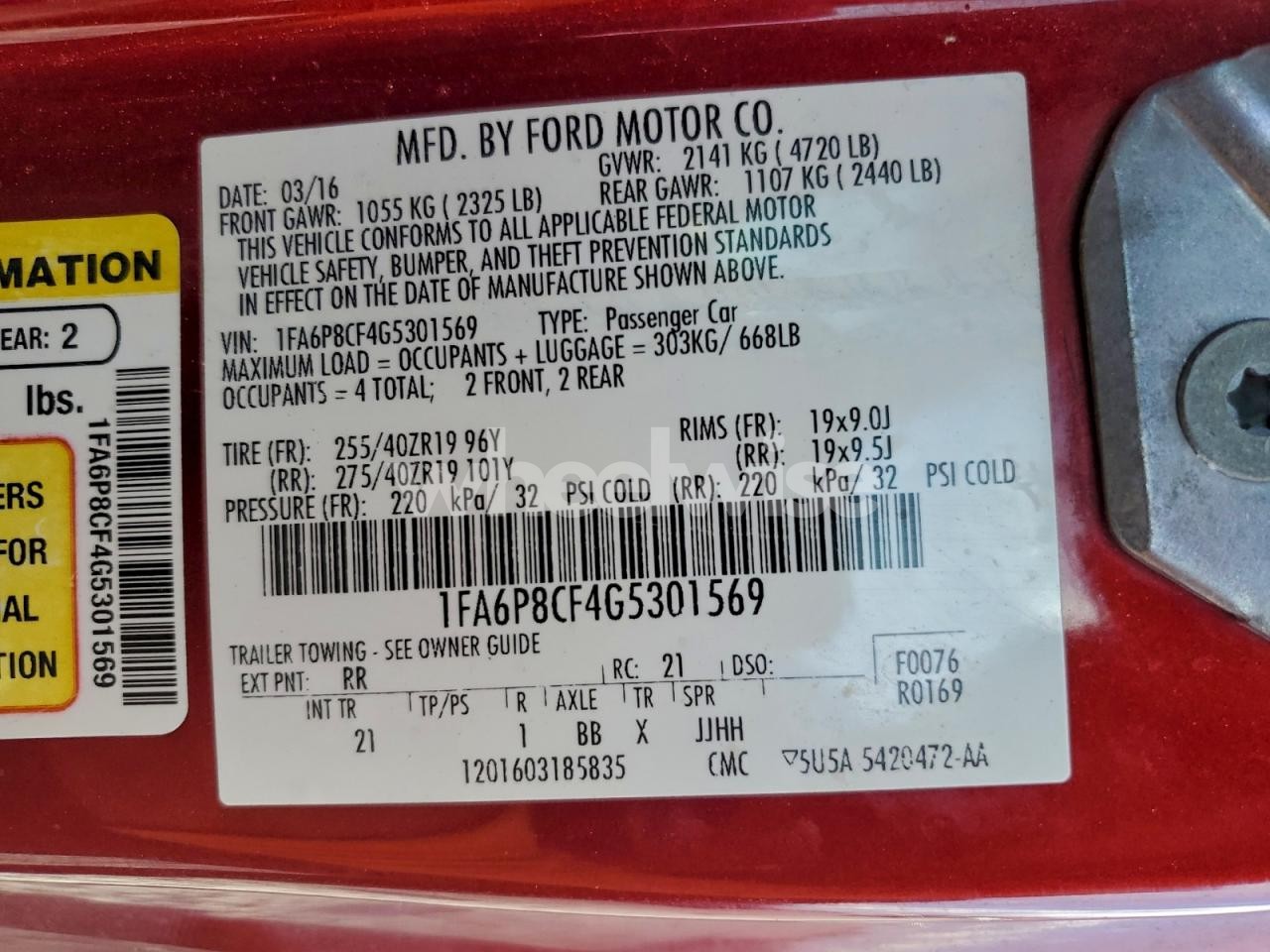 Photo 13 of 2016 FORD MUSTANG GT (VIN 1FA6P8CF4G5301569)