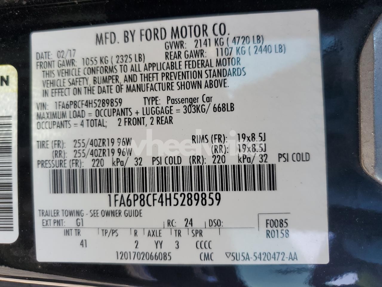 Photo 12 of 2017 FORD MUSTANG GT (VIN 1FA6P8CF4H5289859)